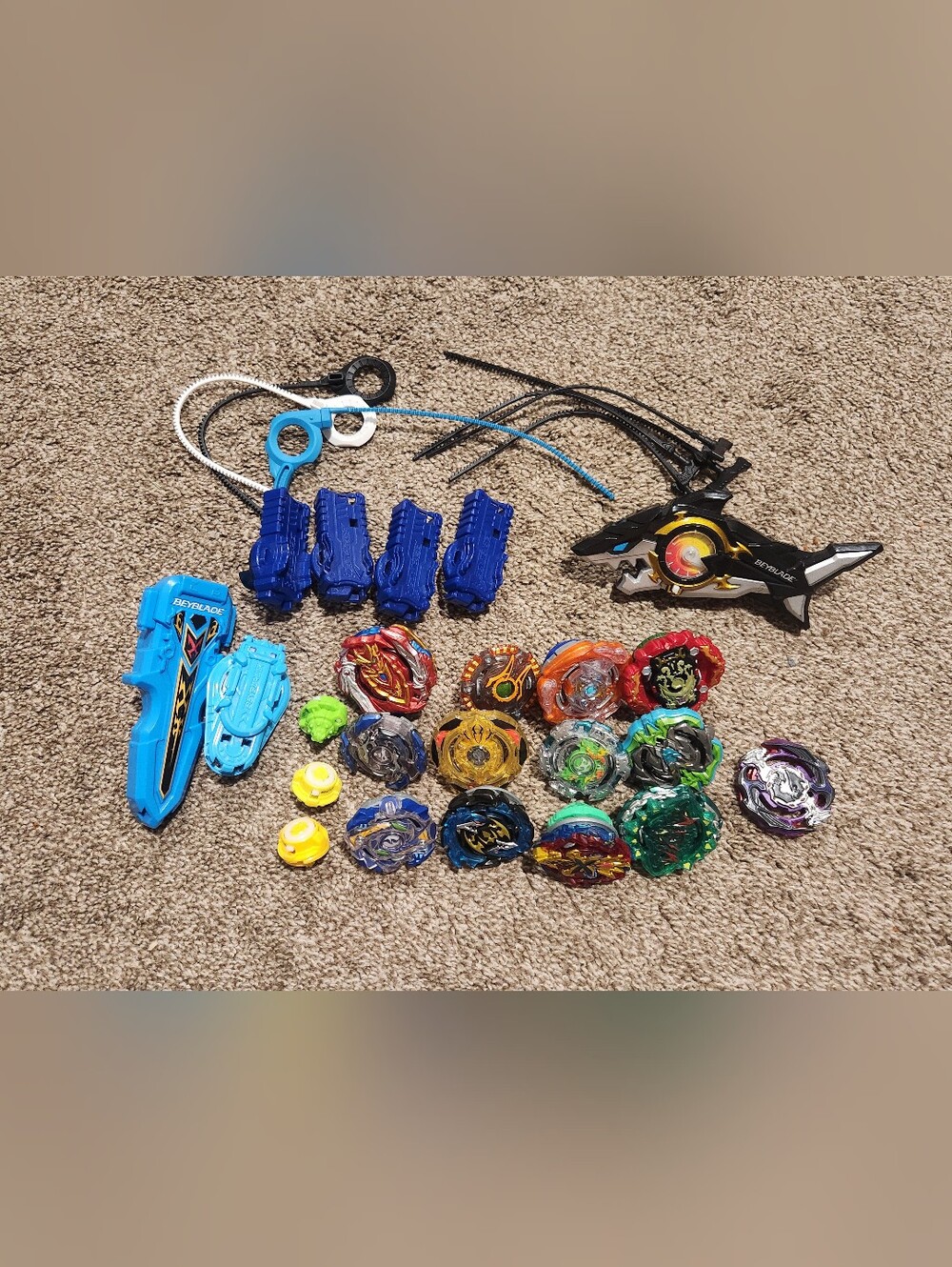 Lot of 12 Beyblade Burst Tops with Launchers and Ripcords